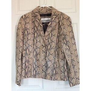 Pelle Studio Wilson's Snakeskin Leather 2-Button Blazer Jacket Sz Lg Womens
